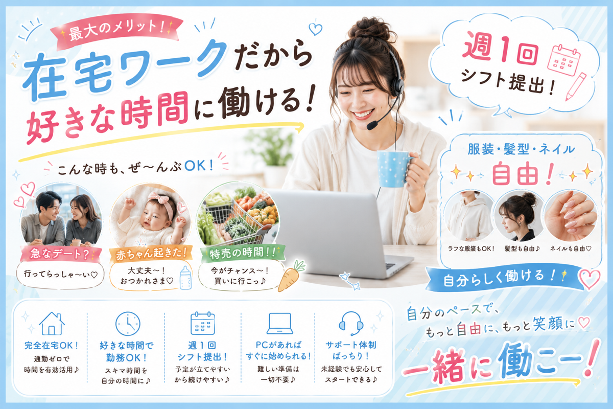 株式会社アプリケーションの業務委託 SNS運用・マーケティング ライティング・編集 データ入力・リサーチ オンライン事務・アシスタント カスタマーサポート デザイン・画像制作 動画制作・編集 EC運営サポート AI活用・デジタル業務 営業・営業アシスタント その他 在宅 副業 平日だけ 土日OK スキマ時間OK 時間・曜日自由求人イメージ